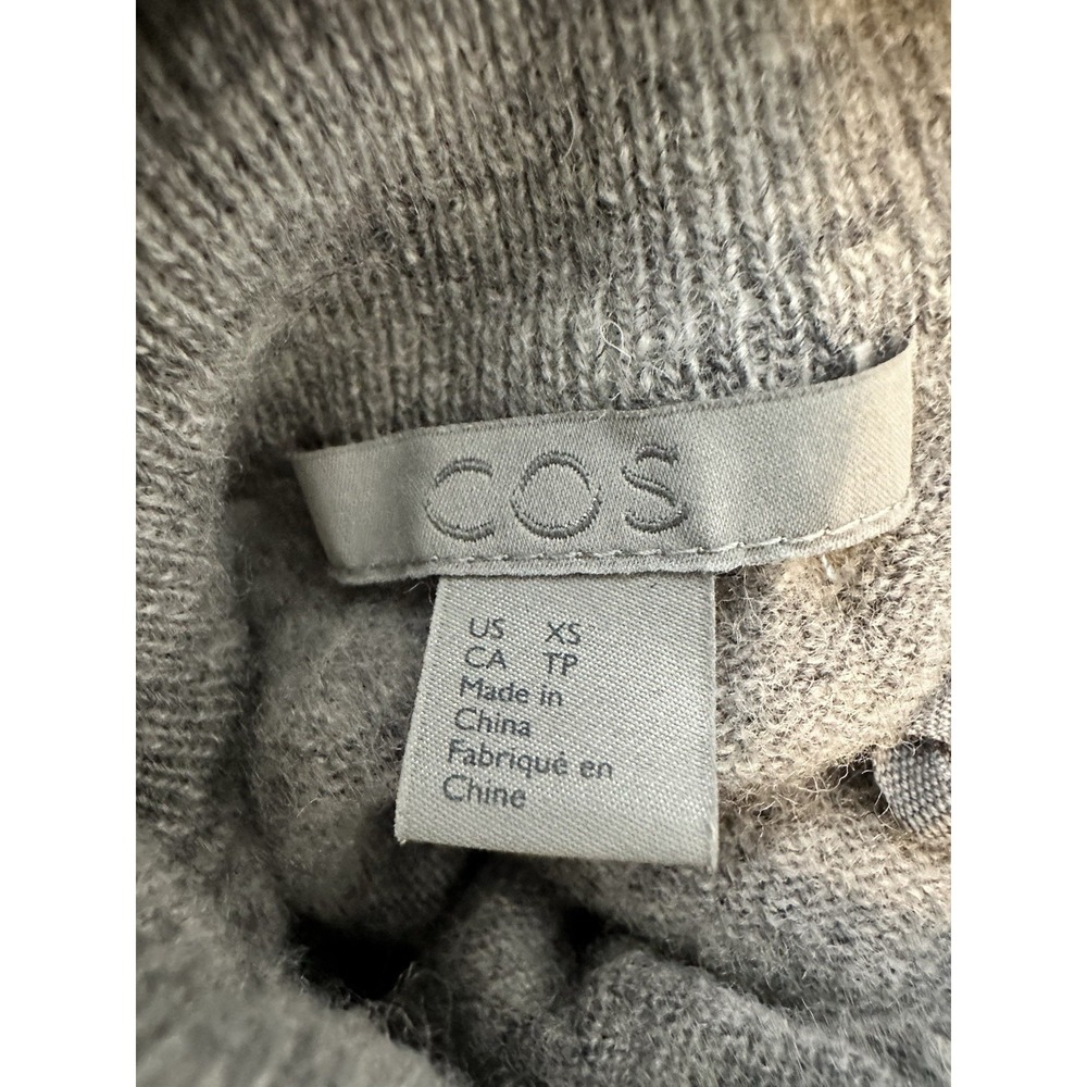 COS 100%  Wool Midi Sweater Dress Women's‎ Size XS Gray Oversized Cozy Stretch - Picture 4 of 11